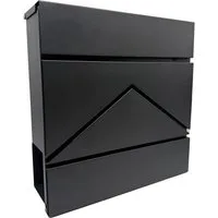 relaxdays Wandbriefkasten Metall Briefkasten mit Zeitungsfach, schwarz