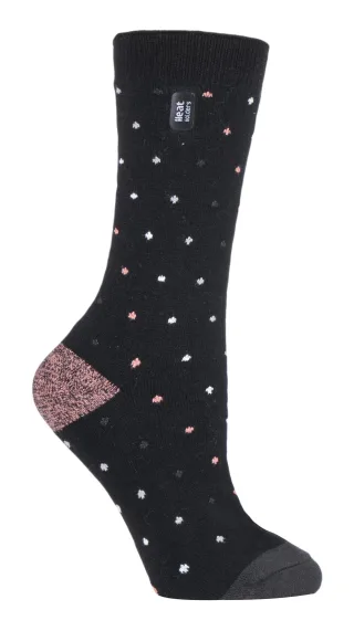 Heat Holders Damen Ultra Lite Thermo-Socken mit gebürstetem Innengarn, schwarze Punkte (Beere)