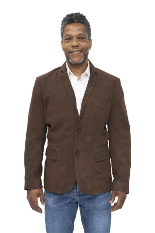 Schlanker italienischer Herren-Blazer aus Ziegenveloursleder – Alexandria
