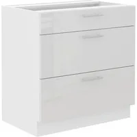 Küchen-Preisbombe Auszugsunterschrank 80 Küche Lara Weiß Hochglanz + Weiß Küchenzeile Küchenblock Soft-Close