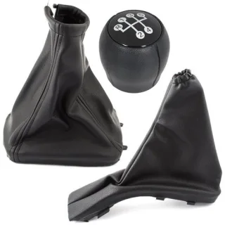 Schaltknauf Knauf 5-Gang Schaltmanschette Manschette + Rahmen + Bezug Handbremse in Schwarz für Opel Astra G 1998-2009