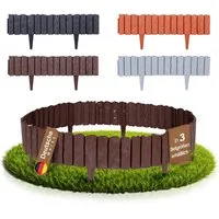 BooGardi Beetumrandung Rasenkante Kunststoff · Holzoptik · Beetbegrenzung in 4 Farben, LxH: 286x12,5 cm, 5 Stück (2,86 m) Beeteinfassung · flexible Mähkante · Braun, Palisade für Beet & Garten · Gartenzaun · Beetabgrenzung · Blumenbeet