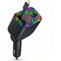 ibettertec Bluetooth FM 5.3Transmitter für Auto,PD3.0/PP/PPSQC4.0+AFC Schnelllade USB-Ladegerät (Bluetooth FM Transmitter Auto zu mit Dual einziehbaren Kabeln)