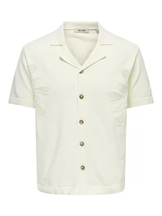 ONLY&SONS - ONSJAM LIFE REG SS SHIRT KNIT Egret - Gr. - L