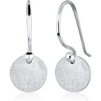 Elli Paar Ohrhänger Ohrhänge Plättchen Kreis Matt Schmuck Geschenk 925 Silber, Geo