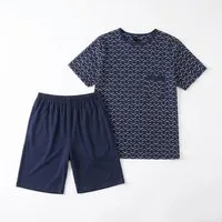 GIANVAGLIA Pyjama Herren Pyjama Set Shorty Schlafanzug Baumwolle Zweiteilig (2 tlg., Hose und T-Shirt) 90% Baumwolle, zweiteilig, elastischer Bund, atmungsaktiv, M-3XL