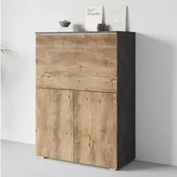 Home affaire PC-Schrank Vera, Sekretär, Home-Office-Schreibtisch mit LED-Beleuchtung (1 St), Multifunktional mit Stauraum, klappbare Tischfläche, LED, B 90 cm