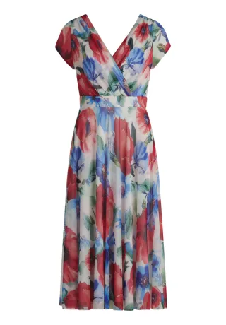 Vera Mont - Cocktailkleid blau/rot - Gr. - 46