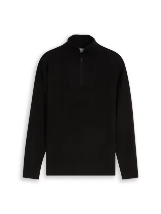 Denim Tom Tailor - Troyer Strickpullover aus Baumwolle Black - Gr. - XL
