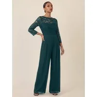 Apart Jumpsuit aus Spitze und Chiffon mit weitem Bein