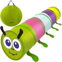 KRUZZEL Spielzelt Kinderzelt Raupe Krabbeltunnel (Spar-Set, 1-tlg., Kinderspieltunnel) Tunnel entfaltet sich von selbst