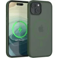 EAZY CASE Handyhülle Outdoor Case MagSafe Matt für Apple iPhone 15 6,1 Zoll, Qi Charging kompatibel Magsafefunktion Slimcover Displayschutz Grün