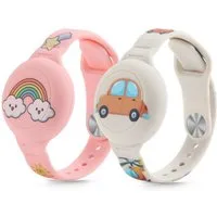TECH PROTECT Armband (2er-Pack Kinderarmbänder mit AirTag-Halterung), Kinderarmband mit AirTag-Halterung und buntem Design
