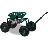 relaxdays Rollsitz Fahrbarer Gartensitz mit Stauraum, grün