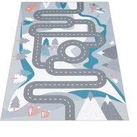 Paco Home Kinderteppich Bino 574, rechteckig, Höhe: 4 mm, Kurzflor, Straßen-Spiel-Teppich, Tippis & Wald, Kinderzimmer