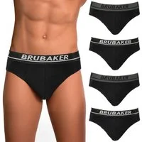 BRUBAKER Slip 4er Pack Herren Komfort Unterhosen mit elastischem Bund (Mehrfachpackung, 4-St., 4er-Pack) Männer Slips Stretch Unifarben Unterwäsche