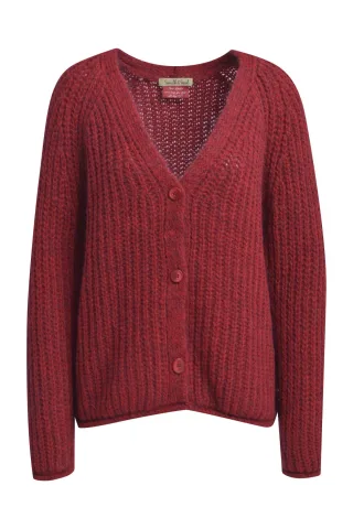 Smith&Soul - Hairy Raglan V-neck Cardigan cherry - Gr. - XS
