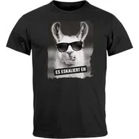 MoonWorks Print-Shirt Herren T-Shirt Es Eskaliert Eh Lustige Tiermotive Lama Alpaka mit Print