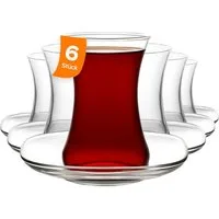 LAV Gläser-Set Zen 6x Teegläser + 6x Unterteller, 6-tlg., Glas, 12-tlg. Set, 155ml, ideal für Teegenuss