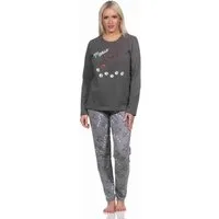 Normann Pyjama Süsser Damen Schlafanzug lang Pyjama mit Katzen - Motiv