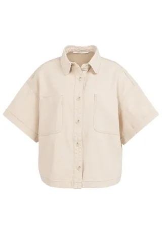 Yaya - Kurzärmelige Jeansjacke im Boxy-Fit beige - Gr. - 2