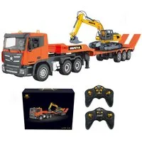 Esun RC-Truck RC LKW und RC Bagger Spielzeug, 2.4Ghz Ferngesteuerter Pritschenwagen (SET, Komplettset), 1:18 Ferngesteuerter Bagger mit Sound und Lichtern