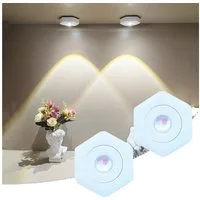 MUPOO Unterschrankleuchte LED-Spots Batteriebetrieben 1/2/4er-Pack, Kabellose Schrankbeleuchtung, Weiß, LED fest integriert, 6 Farben Dimmbar & Selbstklebend für Küche, Flur, Vitrine