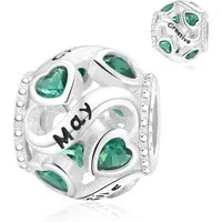 LuxusKollektion Charm Herz Anhänger 925 Sterling Silber Geburtsstein Herz Charms B5-Mai