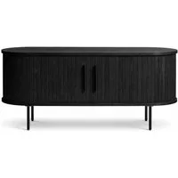 Liadomo Lowboard Uriel, TV-Möbel, TV-Board, TV-Unterschrank, 120 oder 180 cm Breite, Schiebetüren, Lamellen, schwarz, weiß, Natur, braun