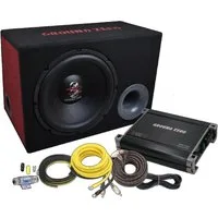 Ground Zero Ground Zero 30 cm Basspaket Subwoofer Verstärker Set Kabelset GZ Auto-Subwoofer (300 W)