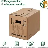 BB-Verpackungen Umzugskarton COMPACT, 2-wellig, 40 kg Traglast, 500 mm x 350 mm x 370 mm, 10 Stück