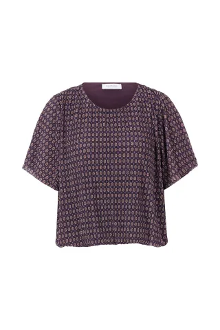 Rich & Royal - Minimal Print Crinkle T-Shirt mulberry - Gr. - M