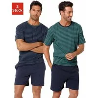 le jogger® Pyjama (4 tlg., 2 Stück) Schlafanzug im Streifendesign