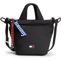Tommy Jeans Handtasche TJW ICON CHARMS BUCKET BAG (Set, Abnehmbarer Schlüsselanhänger), Damen Tragetasche, Umhängetasche mit abnehmbarem Schlüsselanhänger