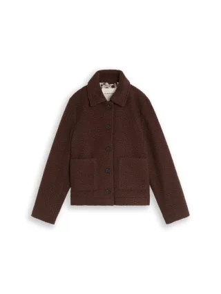 Tom Tailor - Bouclé Jacke mit Taschen java dark brown - Gr. - XS