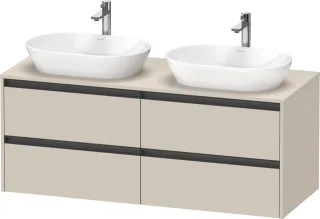 Duravit Ketho.2 Konsolenwaschtischunterbau wandhängend Taupe Supermatt 1400x550x568 mm - K24898B8383 K24898B83830000