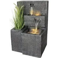 Arnusa Gartenbrunnen Grada Springbrunnen großer Brunnen Kaskade Gartendeko, (Komplett-Set), mit LED Beleuchtung und Pflanzbecken