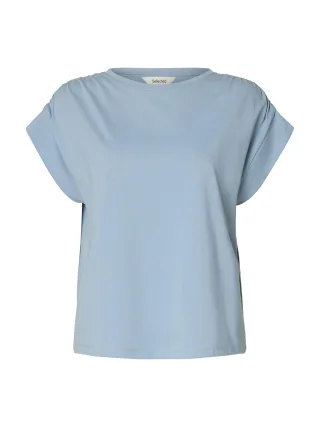 selected women - SLFMILA GATHERED SS TEE Dusty Blue - Gr. - L
