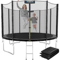 Kinetic Sports Gartentrampolin SALTO PLUS, Ø 244 cm, Komplett-Set mit Leiter, Regenplane, Einstiegsleiter