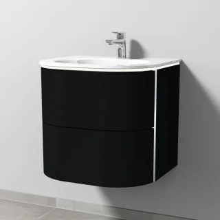 Sanipa 4balance Glas-Set mit 2 Auszügen und LED-Beleuchtung, Schwarz-Matt, DL21108 DL21108