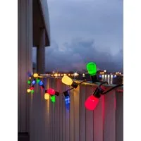 KONSTSMIDE LED-Lichterkette Ganzjahresbeleuchtung außen, 20-flammig, LED Biergartenkette, opal, 20 bunte Birnen / 40 warm weiße Dioden