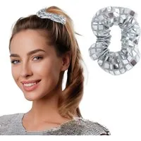 Fiestas Guirca Kostüm Disco Haargummi - Scrunchie, Metallic Silber