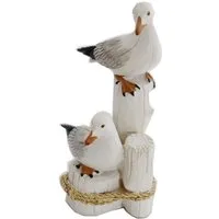 dekotrend.gallery Tierfigur 2 Möwen auf Poller Deko Vogel Lachmöwe Möwe Figur Tier Skulptur Objekt, Maritim Dekofigur Dekoskulptur Dekoobjekt aus Polyresin (Kunststein)