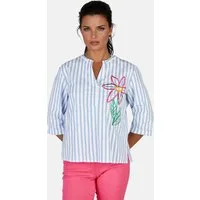 NAVIGAZIONE Print-Shirt (1-tlg) farbenfrohes, aufwendig gesticktes Blumenmotiv