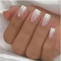 LuxusKollektion Kunstfingernägel Nagelset 24 Press On Glitzer French wiederverwendbar zum Aufkleben