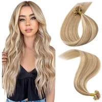 LuxusKollektion Echthaar-Extension Extensions Echthaar Bondings Keratin 40 cm 25g 12P613 Goldbraun blond