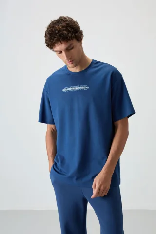 Übergröße Bedrucktes Rundhals-T-Shirt
