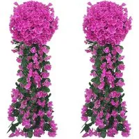 Kunstpflanze 2 Stück Künstlich Hängende Blumen, Blauregen Efeublumen Glyzinien, TUWENA, Kunstblumen Veilchen Hgende Blumen für Außen Innen Hochzeit Terrasse
