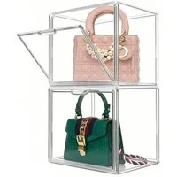 XERSEK Aufbewahrungsbox Acryl-Vitrine Magnettür Displaybox Organizer Schaukasten Schuhboxen (Set, 2 St., 36x22x27cm Stapelfähig), für Figuren, Handtaschen, Spielzeug, Handwerk, Bücher
