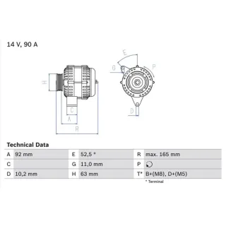 Bosch Lichtmaschine 90A Citroen Fiat Hyundai Lancia Peugeot